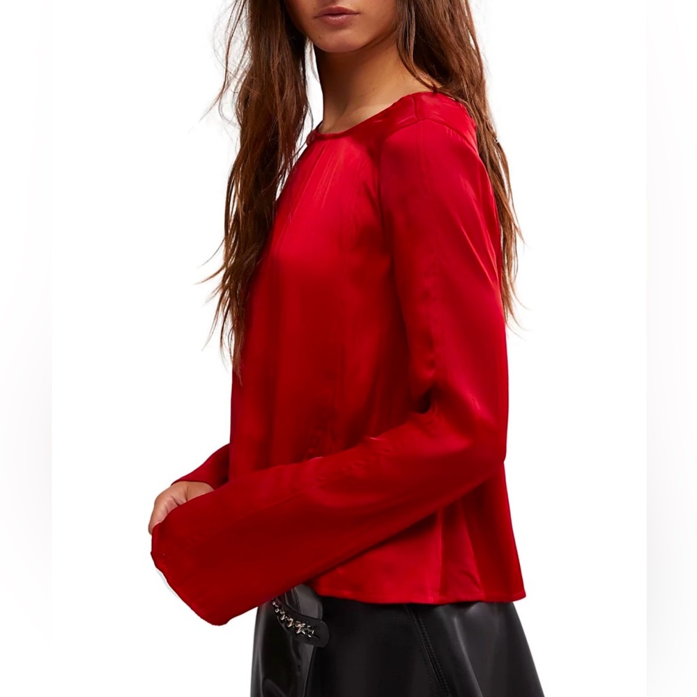 NWT Free People Women's Arabella Tie-Back Blouse - Picture 3 of 5